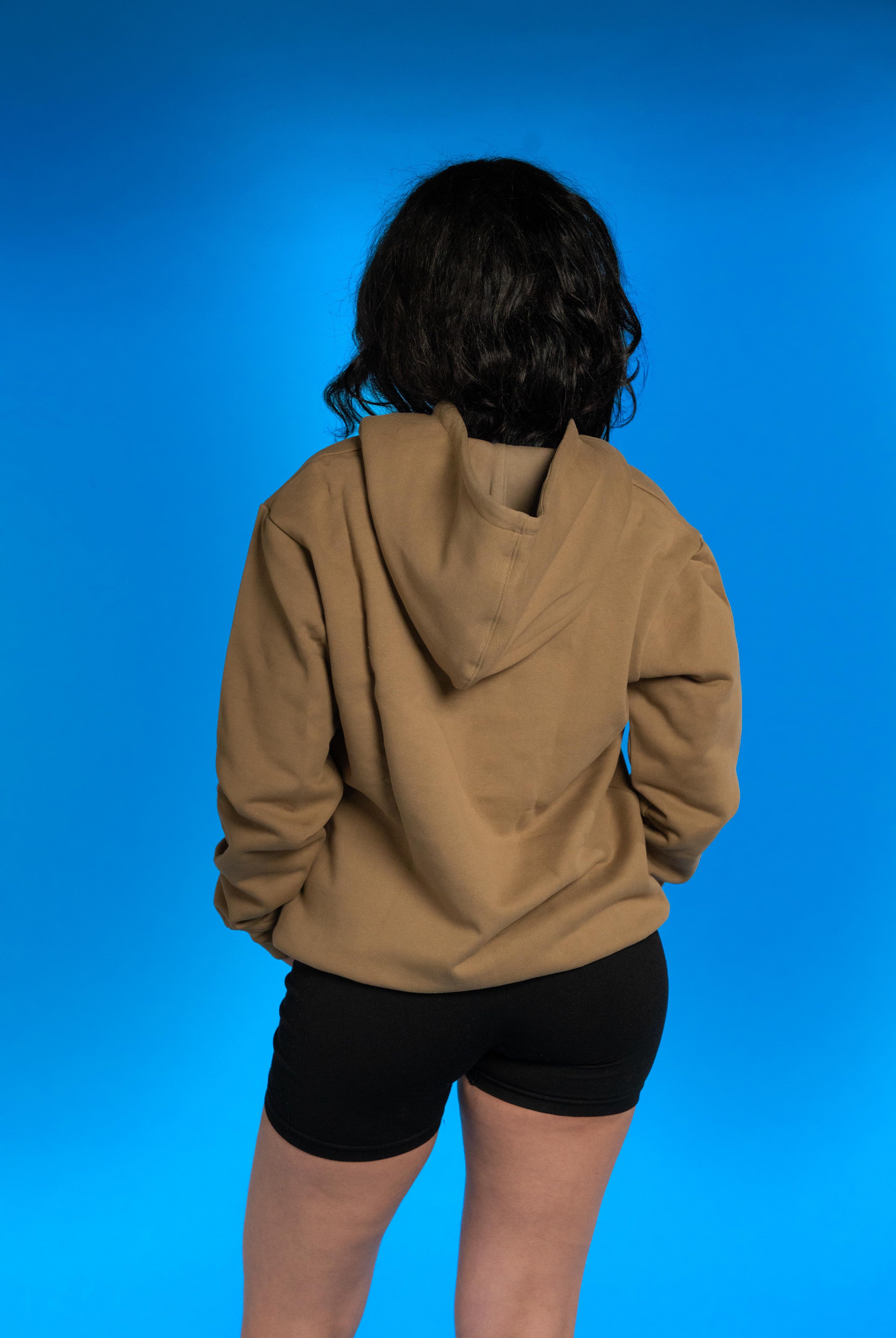 Premium 420 GSM jersey cotton hoodie with 'Aazad' embroidered in Hindi, offering a minimalist design, structured fit, and sustainable comfort.