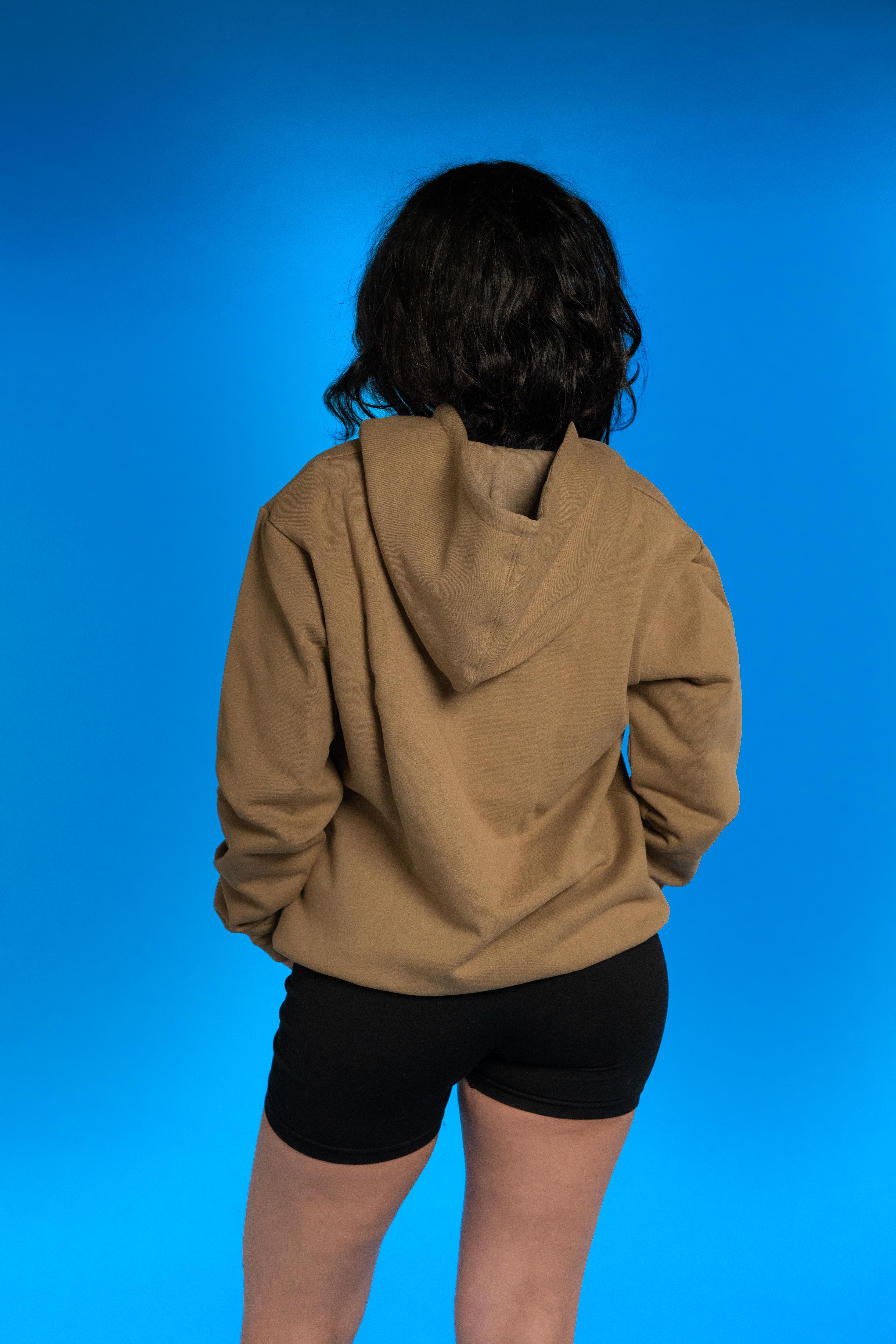 Premium 420 GSM jersey cotton hoodie with 'Aazad' embroidered in Hindi, offering a minimalist design, structured fit, and sustainable comfort.