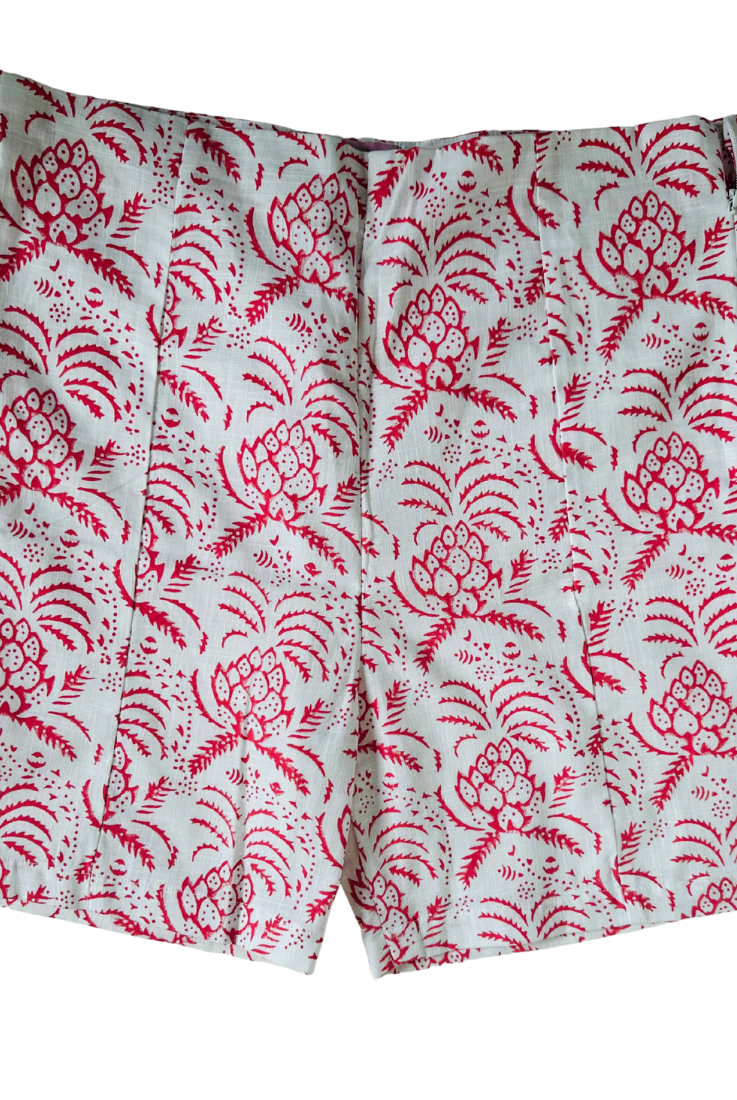 Organic cotton block-printed co-ord set short with artisanal patterns, lightweight and breathable—designed for comfort and sustainable style.